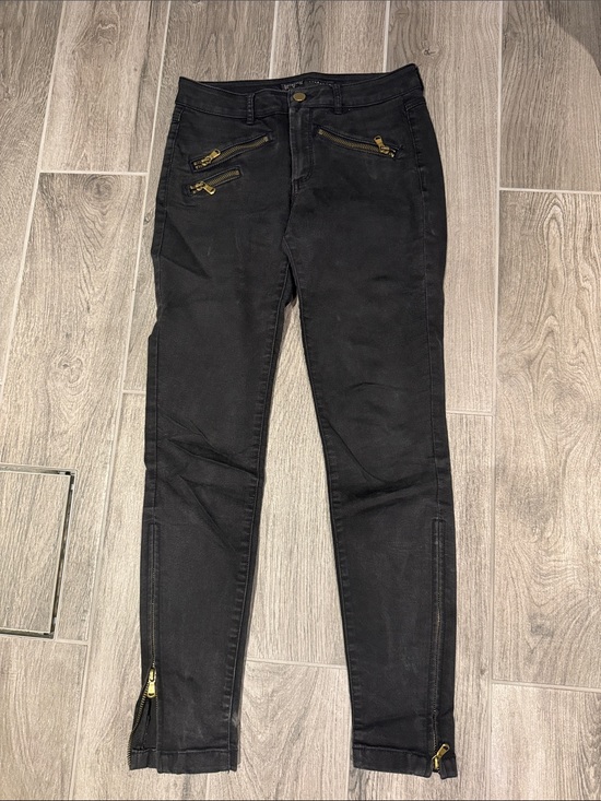 Zara Denim - Zara Black Skinny Jeans with Gold Zip Details